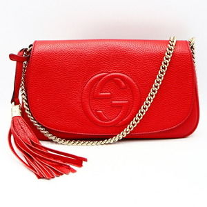 Gucci Soho Leather Chain Shoulder Bag Red